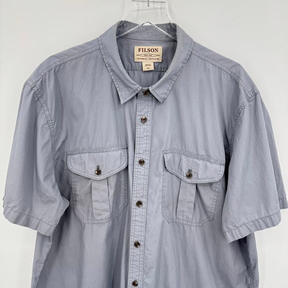 Filson shirt men's XXL Feather Cloth button front short sleeve utility pockets - Picture 2 of 7